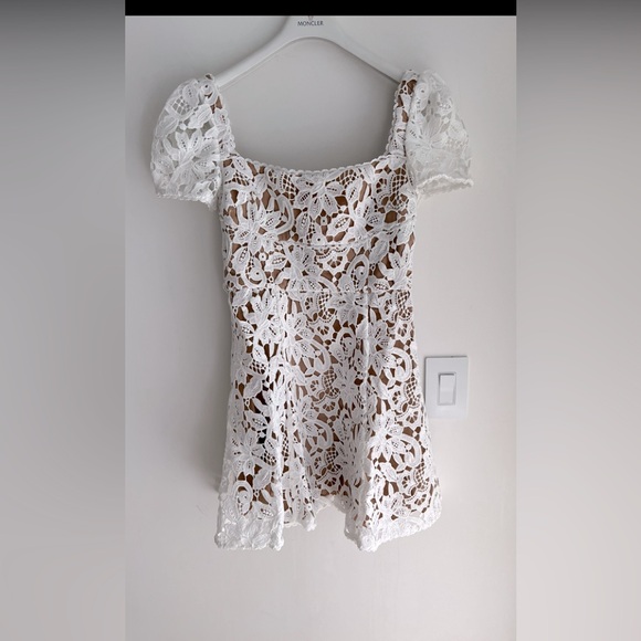 Self Portrait WHITE FLORAL LACE MINI DRESS - Picture 2 of 3